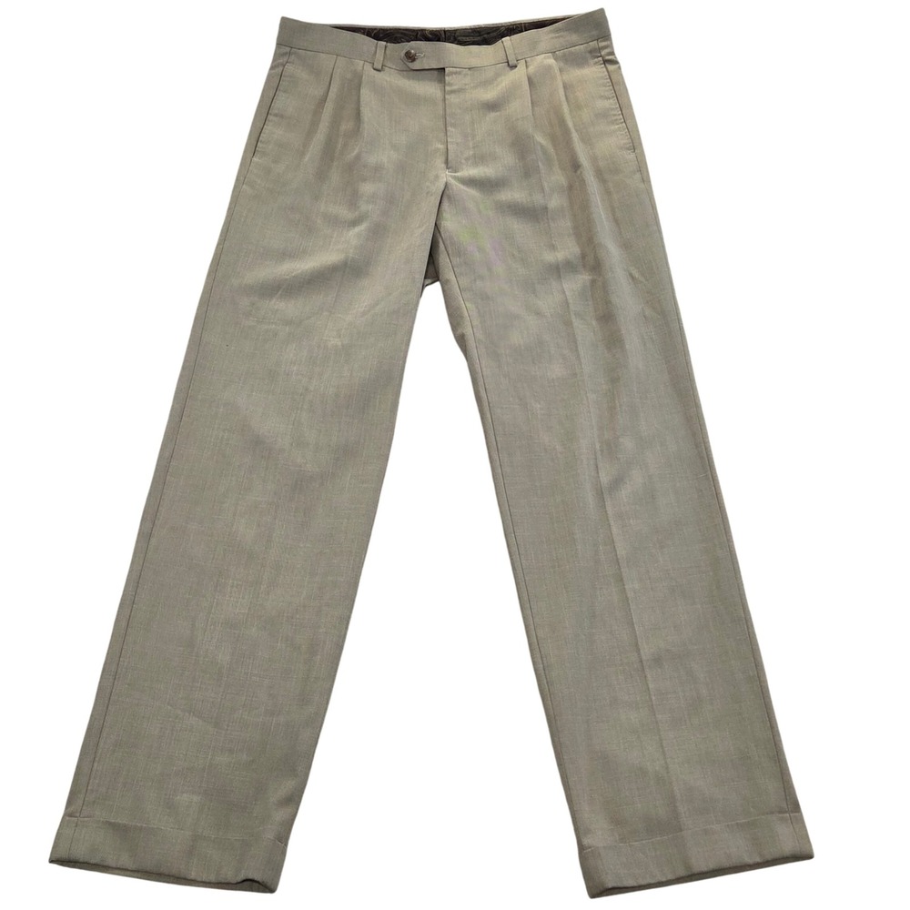 Ralph Lauren Lauren Mens‎ Beige Dress Pants Pleated Front 34x32